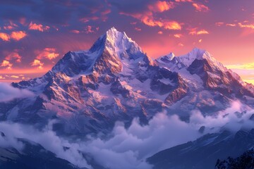Captivating Sunrise Over the Majestic Swiss Alps a Breathtaking Alpine Panorama of Snow Capped Peaks Aglow with Vibrant Colors