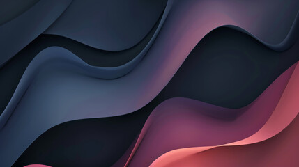 Motion background with smooth 3d wave shapes, dark matte pastel palette. business aesthetic concept. Generative AI