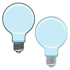 Set of color illustrations light bulb. Isolated vector objects on white background.