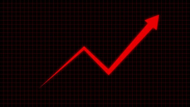 Animated arrow growth up and down icon on background. abstract business graph chart icon animation .