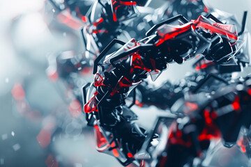 Concept of nanoscale manipulation, showcasing microscopic robots or molecular machines assembling intricate structures with precision