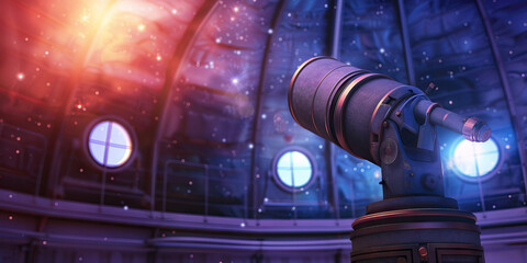 Obraz premium Space Age Observatory: An observatory with a classic dome design but equipped with state-of-the-art telescopes and virtual reality star maps