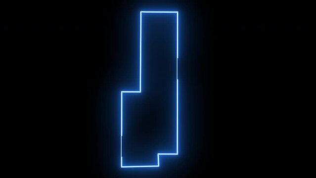 map of Indianola in Iowa with a blue glowing neon effect