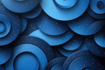 Blue background with geometric shapes, dark blue and black colors, minimalistic design