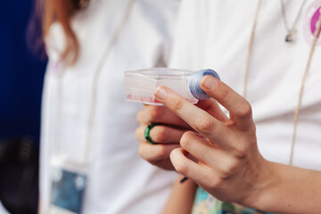 Nurse explaining doctor medicine treatment helping patient