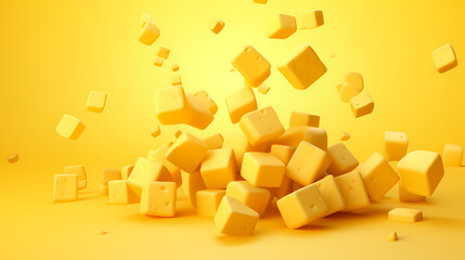 A pile of cheese cubes