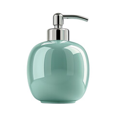 Obraz premium Elegant green soap dispenser with a chrome pump. Perfect for modern bathrooms and kitchens. High-quality design and functionality. transparent backgrounds