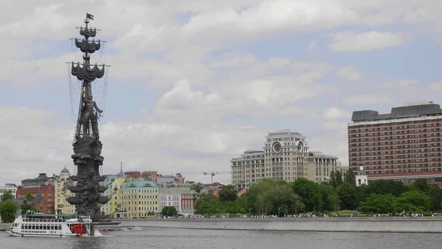 Monument to emperor Peter the Great, Moscow, Russia.