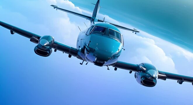 Common aircraft with propellers soaring through the sky. Concept Propeller Aircraft, Aviation, Aviation Technology, Air Travel, Sky Transportation