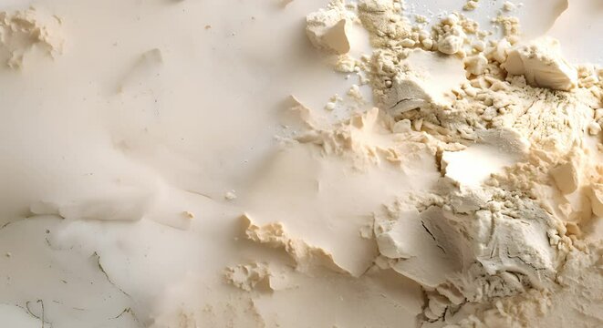Exploring the Texture and Color of Whey Protein Powder through a Close-Up Photo. Concept Food Photography, Macro Shots, Nutritional Supplements, Fitness Lifestyle, Close-Up Details