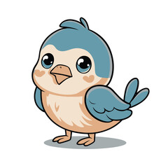 Robin Bird is a cute little bird character with a white background, vector illustration