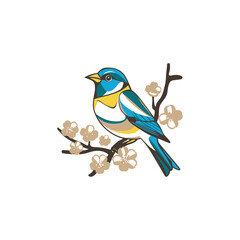 Obraz premium Robin Bird is a cute little bird character with a white background, vector illustration
