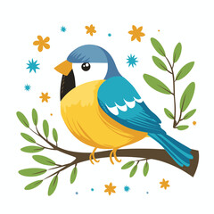 Fototapeta premium Robin Bird is a cute little bird character with a white background, vector illustration