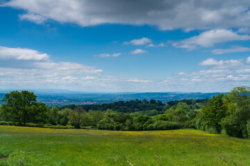 English Countryside View in Clee Hill, Shropshire, UK looking towards Wales in Landscape Orientation
