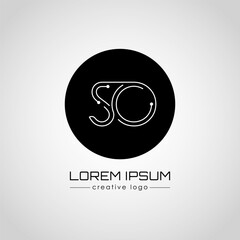 The creative logo is the letter S and O. A design element of a logo, business card, corporate sign or monogram. The idea of a thematic design