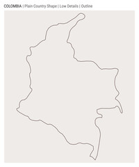Obraz premium Colombia plain country map. Low details. Outline style. Shape of Colombia. Vector illustration.