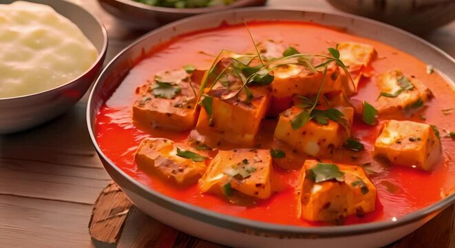 Delicious Indian Paneer Butter Masala Recipe: A Creamy and Flavorful Vegetarian Dish. Concept Indian Cuisine, Paneer Recipes, Vegetarian Dishes, Homemade Butter Masala, Creamy Indian Curries