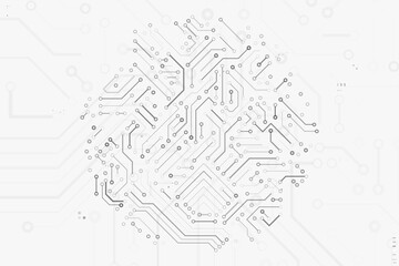 Computer circuit board texture. Technology pattern. Abstract illustration of silicon chip. Digital tech background in white and gray colors.