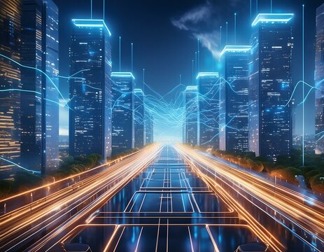 Edge computing infrastructure in a smart city data centers processing information at lightning speeds