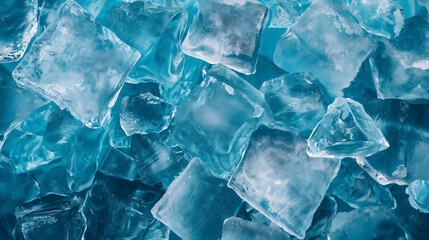 Obraz premium Textured Blue Ice Chunks Interlocking in Close-Up View