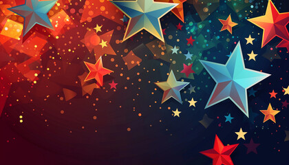 Gradient background with festive stars transitioning in patriotic colors for Independence Day