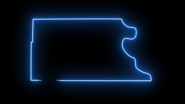 map of Atchison in Kansas with a blue glowing neon effect