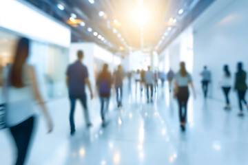 Abstract Silhouettes of People Walking in a Bright Modern Environment