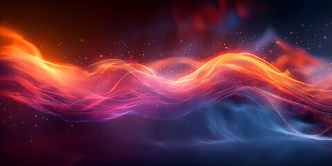Obraz premium Ethereal Landscape of Luminescent Waves and Particles