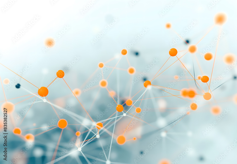 Sticker Intricate Network of Connected Nodes and Dots in Orange and Blue Hues