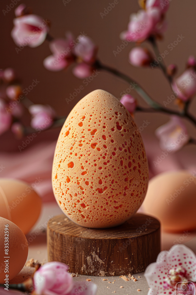 Poster Macro view of a beauty blender applying foundation, capturing the smooth application and even texture,