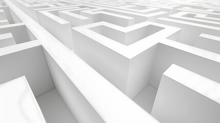 Complex Concrete Maze Structure in Perspective View
