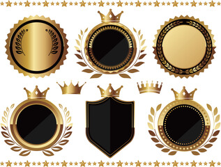 高級感のあるエンブレム6種セット　ブラック＆ゴールド