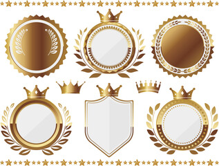 高級感のあるエンブレム6種セット　ホワイト＆ゴールド