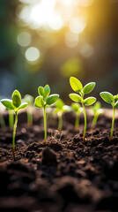 Small plants growing in soil