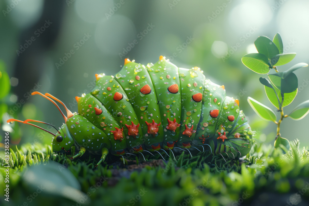 Aufkleber an animation of a caterpillar transforming into a butterfly, symbolizing business transformation and