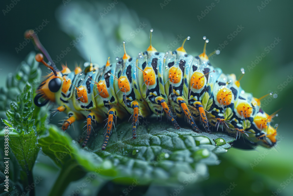 Aufkleber an animation of a caterpillar transforming into a butterfly, symbolizing business transformation and