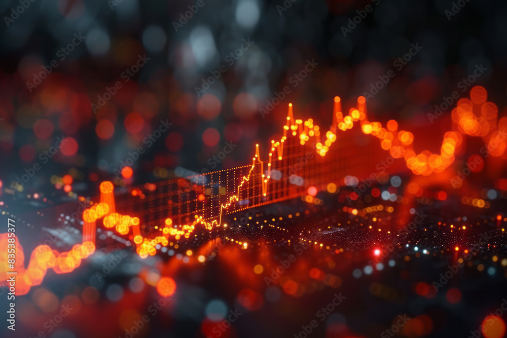 Leinwandbilder An animation of a line graph with a steady upward trend, with key points labeled to indicate strategic decisions,