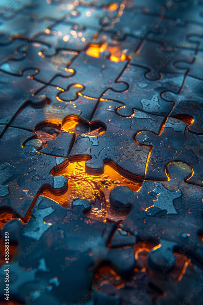 Aufkleber an animation of a puzzle coming together piece by piece, symbolizing the development of a comprehens