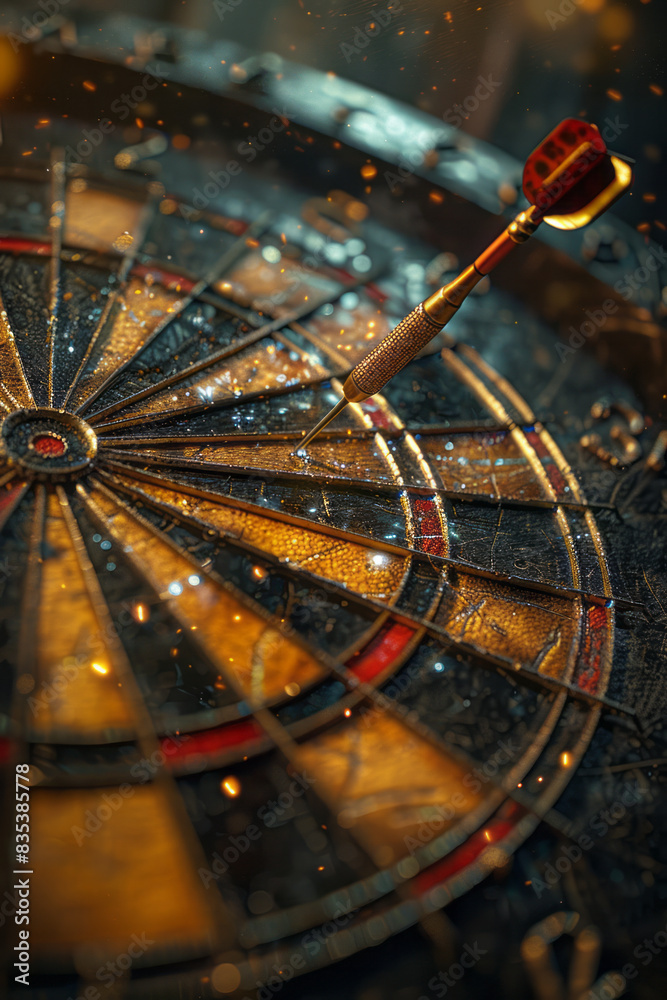 Aufkleber an animation of a dart hitting a bullseye, symbolizing the focus and precision of strategic planning