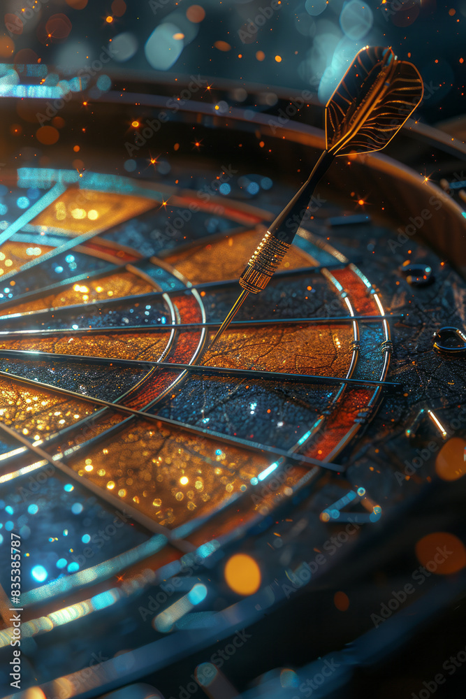 Aufkleber an animation of a dart hitting a bullseye, symbolizing the focus and precision of strategic planning