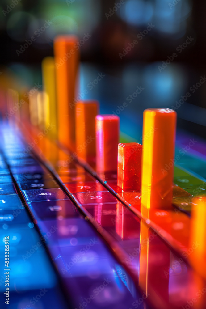 Fototapete A visual of a bar graph with different colored bars, each representing a key component of a business strategy,