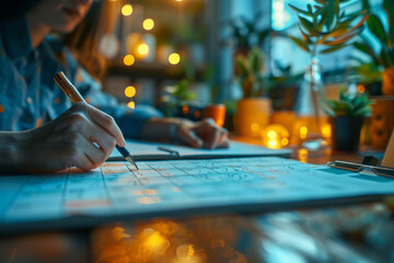 Fototapeta premium A visual of a calendar being filled out with key dates and milestones for business planning,