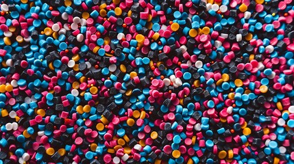 granule, material, plastic, pellet, polymer, petrochemical, industry, chemical, chemistry, factory, grain, horizontal, particle, production, heap, industrial, injection, extrusion, molding, raw, blue,