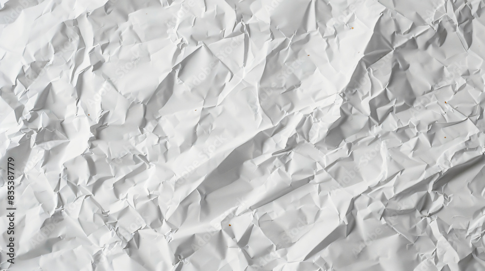 Poster high-resolution photo of a crumpled white paper textured surface, perfect for background use
