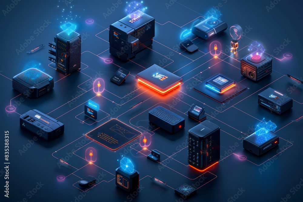 Poster a detailed diagram of a serverless architecture, showing functions triggered by cloud events,