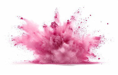 abstract watercolor background, pink powder splash explosion on white background, isolated on white background, high resolution photography
