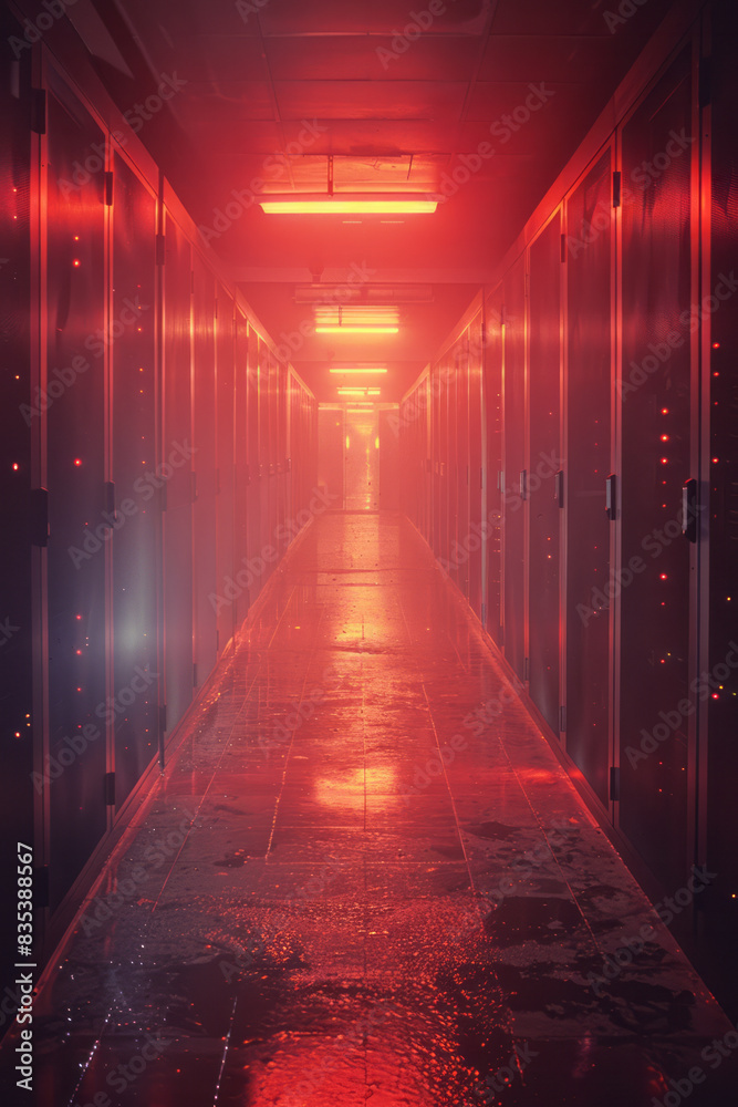 Poster a visual of a secure data center with biometric access control, such as fingerprint or retina scans,