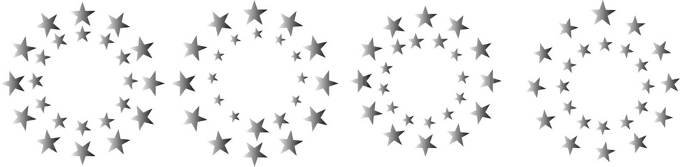 Star circle. Round frames with stars for badge, emblem and seal. Circular rating icons with fave five pointed silhouette star, 