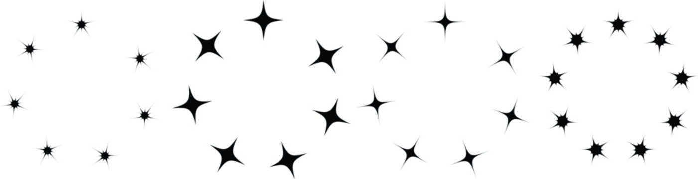 Star circle. Round frames with stars for badge, emblem and seal. Circular rating icons with fave five pointed silhouette star, 