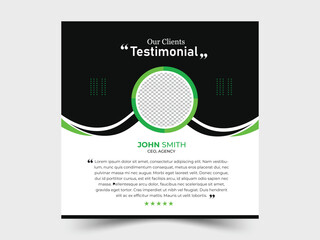 Client testimonial social media post design. Client feedback or client testimonial banner design. customer feedback testimonial template.